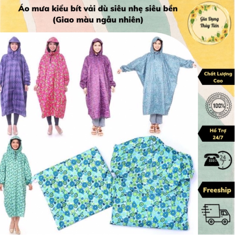 Áo mưa kiểu bít vải dù siêu nhẹ siêu bền (Giao màu ngẫu nhiên)