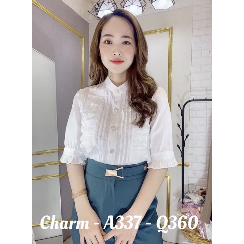 áo sơ mi công sở khuy ngọc mềm mịn A337