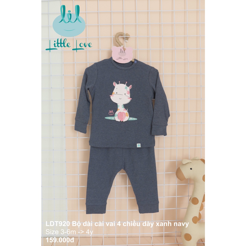 Bộ quần áo dài tay cài vai smoothy họa tiết cho bé Little Love