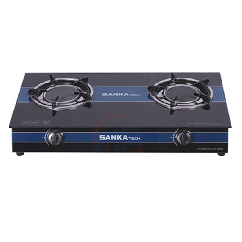 Bếp Gas Đôi Hồng Ngoại Cao Cấp SANKAtech 722BB - 722BG Điếu đúc gang lửa lớn 120mm - có chế độ hâm