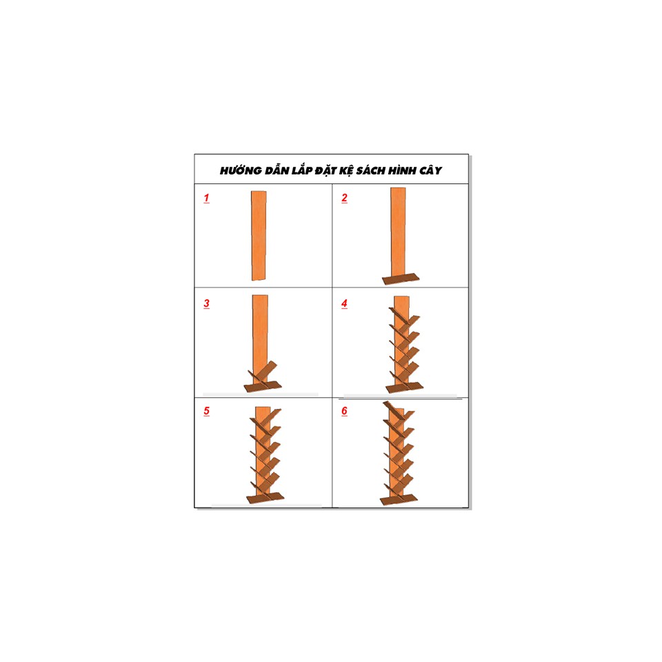 Kệ sách hình cây 9 tầng kệ sách gỗ xương cá phù hợp với mọi bàn làm việc - GP03