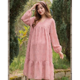 Đầm, váy bầu thời trang mamadress chất ren thiết kế freesize từ 42-75kg cho nàng bầu công sở v09