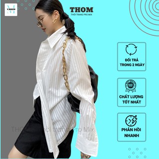 Áo sơ mi trắng thời trang thom dáng rộng