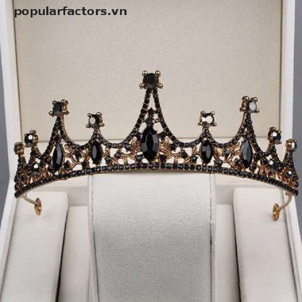 1 Vương Miện Đính Pha Lê Đen Phong Cách retro Cho Cô Dâu