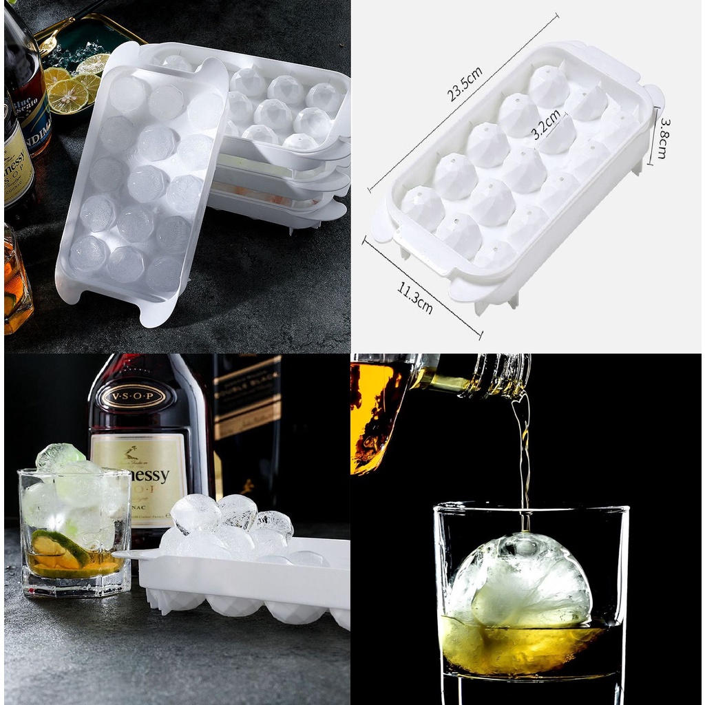 Khuôn 15 ô làm đá viên hình cầu có nắp