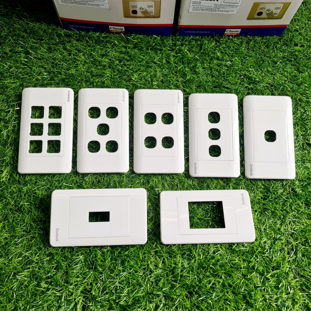 Măt 1 lỗ, 2 lỗ, 3 lỗ, 4 lỗ, 5 lỗ, 6 lỗ gắn hạt công tắc, mặt ổ cắm, mặt cbc, mặt cb 2 pha, thiết bị điện , mặt ổ cắm