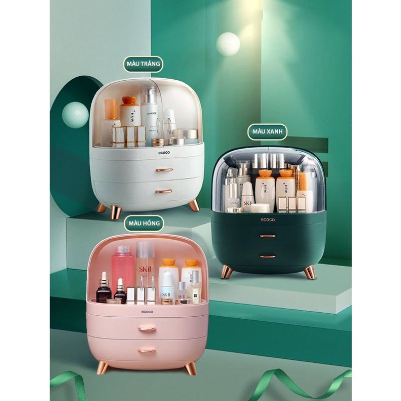 Tủ đựng mỹ phẩm 3 ngăn cao cấp ECOCO - kệ mỹ phẩm 3 tầng chân cao chống bụi bẩn chất liệu sang trọng