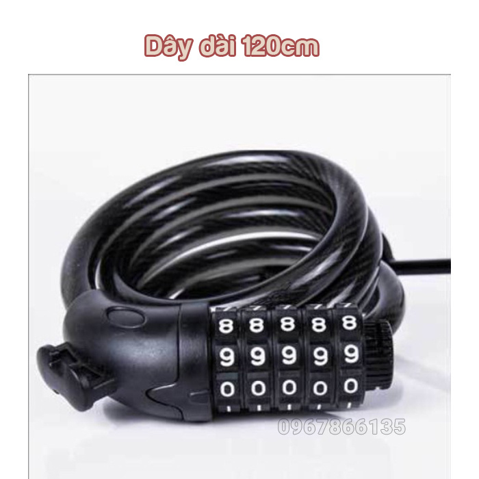 Khóa dây xe đạp chống trộm mật mã 5 số A100