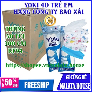 Thùng khẩu trang 4d kf94 yoki cho bé / yoki 50 túi 300 chiếc 4 lớp hàng công ty