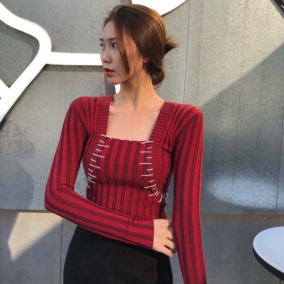 Áo Dệt Kim Tay Dài Dáng Ôm Thời Trang Sang Trọng Cho Nữ