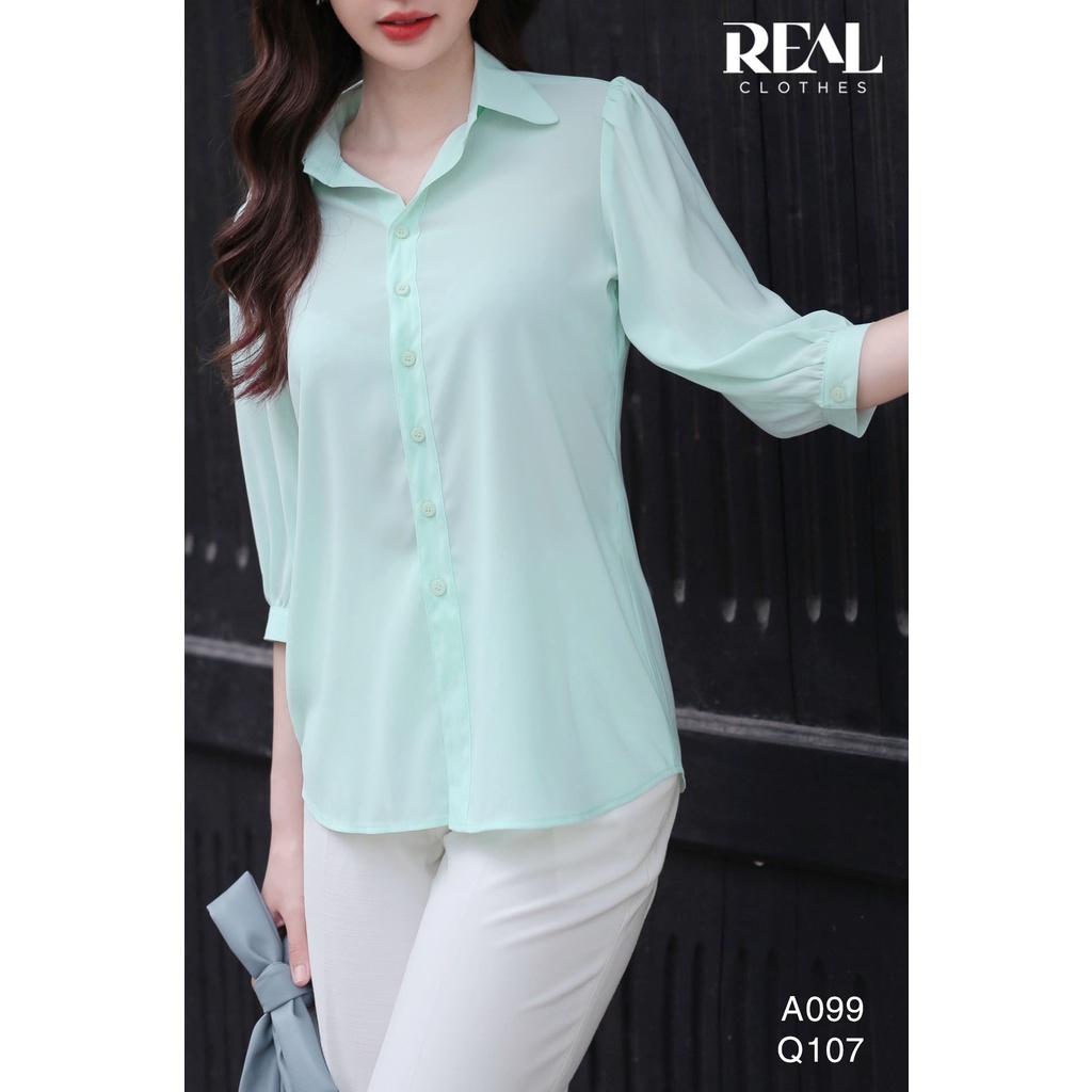Sơ mi cổ nhọn mint_REAL