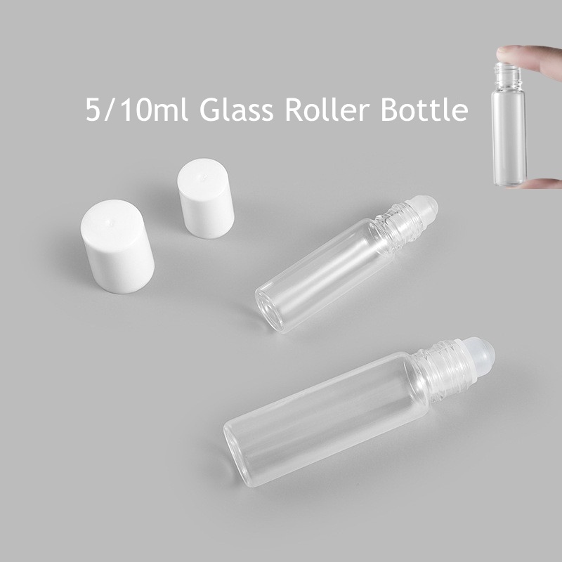 1 Lọ Thủy Tinh Rỗng Đựng Mỹ Phẩm 5/10ml Có Thể Cuộn Lại Chống Rò Rỉ Tiện Dụng