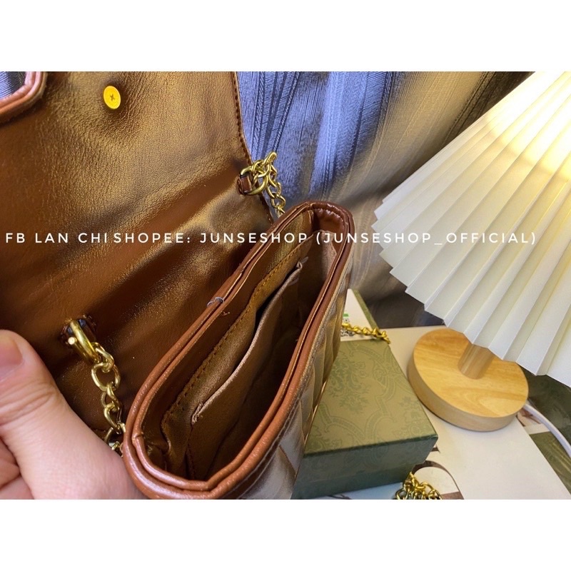 Túi đeo chéo nữ màu nâu tây size 17cm full hộp cực xinh