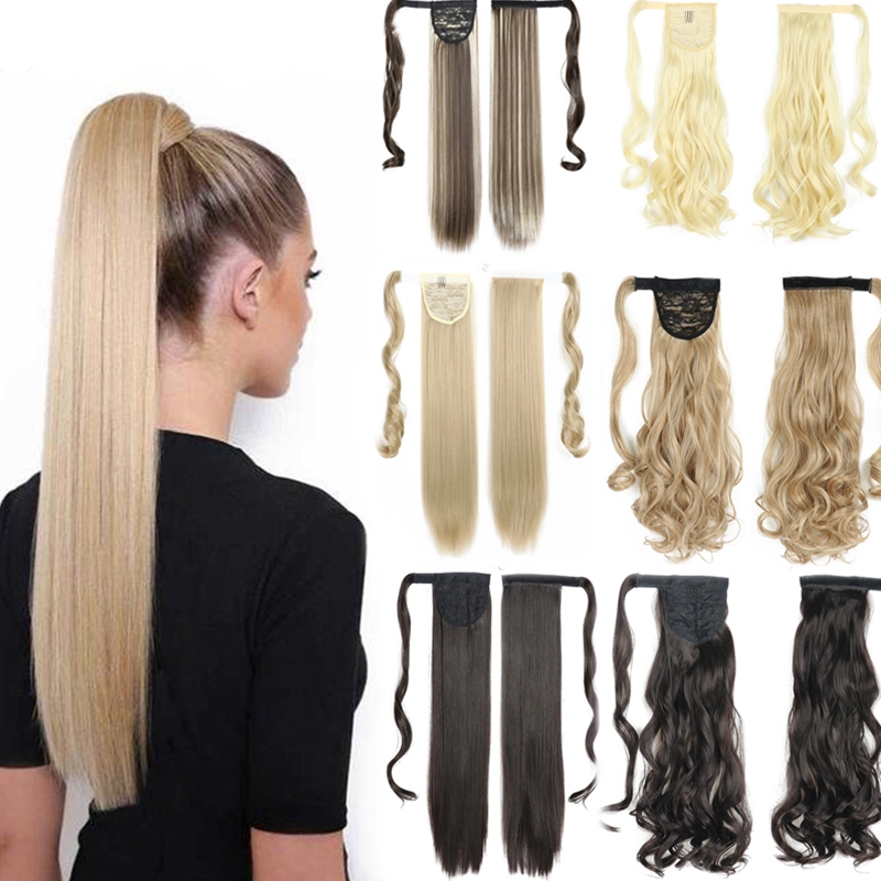 Tóc giả Wigsin đuôi ngựa thẳng dài chịu nhiệt có kẹp tiện dụng