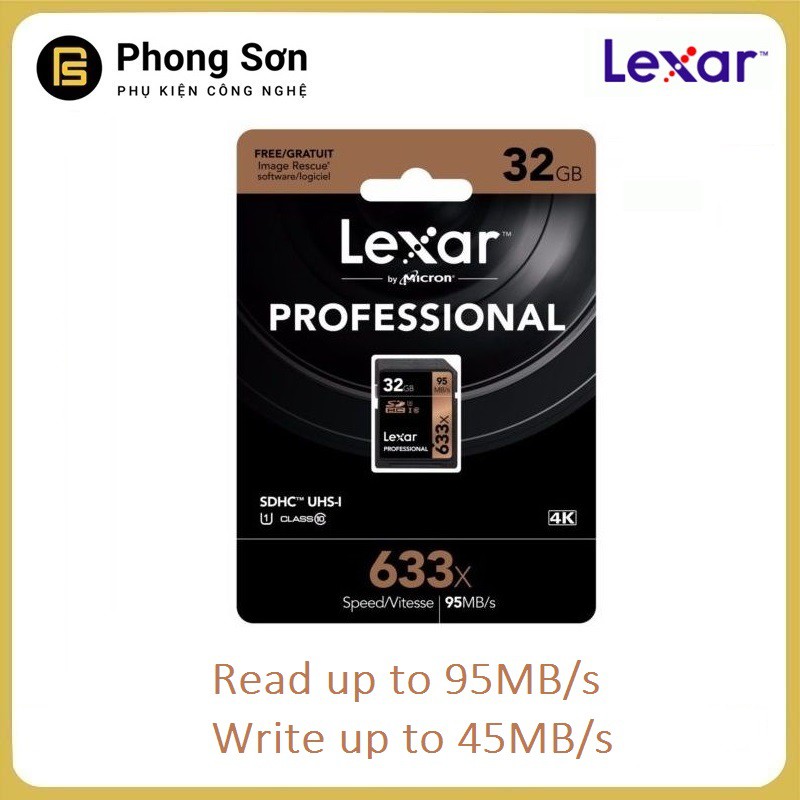 Thẻ nhớ SDHC 32GB Lexar Professional U1 633x 95MB/s - Dành cho máy ảnh | BigBuy360 - bigbuy360.vn