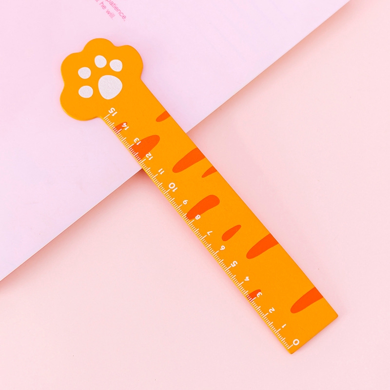 1 Thước Gỗ Hình Dấu Chân Mèo Hoạt Hình 15cm