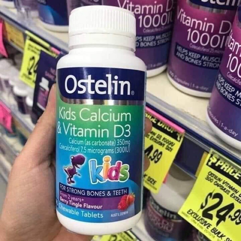 Kẹo Canxi Ostelin Khủng Long Kids Calcium Vitamin D3 Ostelin 90 Viên - Xuất Xứ Úc