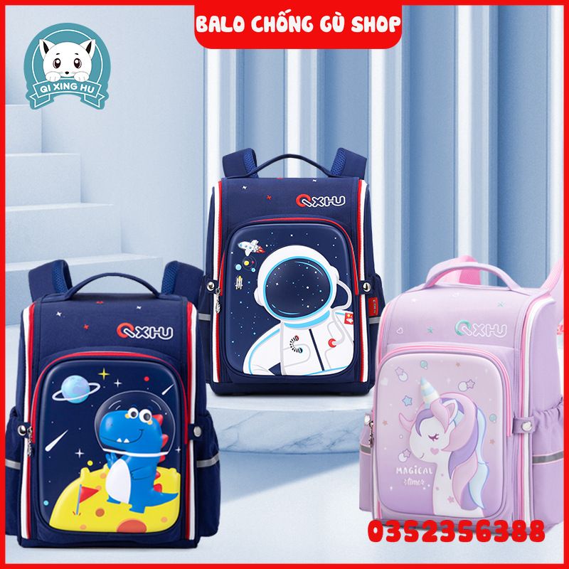 Balo chống gù tiểu học cho bé trai gái, Cặp sách đi học nam nữ cấp 1 hàng cao cấp mẫu mới nhất, ba lô cho bé