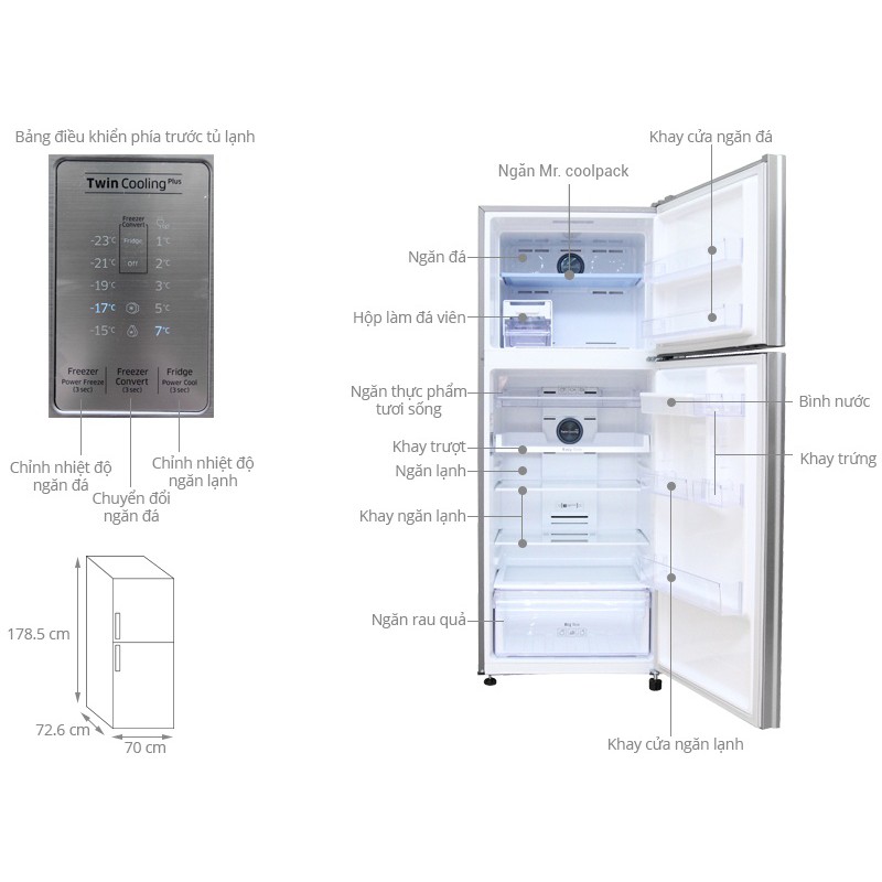 Tủ lạnh Samsung RT43K6631SL/SV - 442 Lít, Inverter, 2 dàn lạnh độc lập