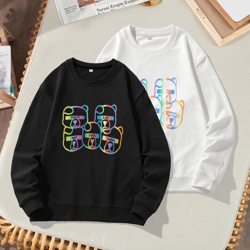 Áo Nỉ Sweater Phản quang HOT TREND Trắng, Đen - Chất Nỉ Cao Cấp, Dài Tay Form Rộng  Unisex Nam Nữ giá Rẻ - KKim Style