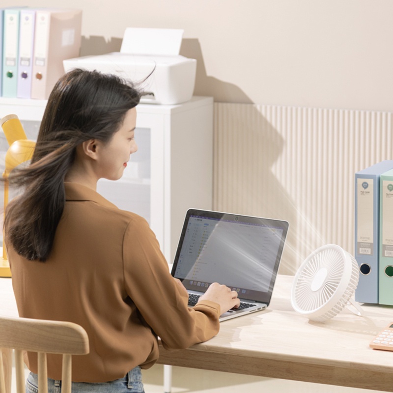 Quạt Để Bàn 7inch 3 Tốc Độ 2 Trong 1 Tích Hợp Đèn LED 2000mAh