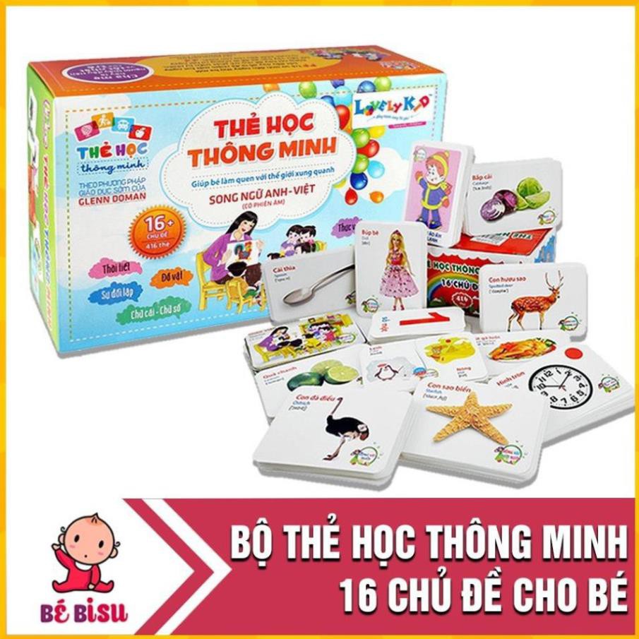 [Super Sale] [Bán buôn] Bộ thẻ học thông minh 16 chủ đề tiếng Anh- tiếng Việt cho bé