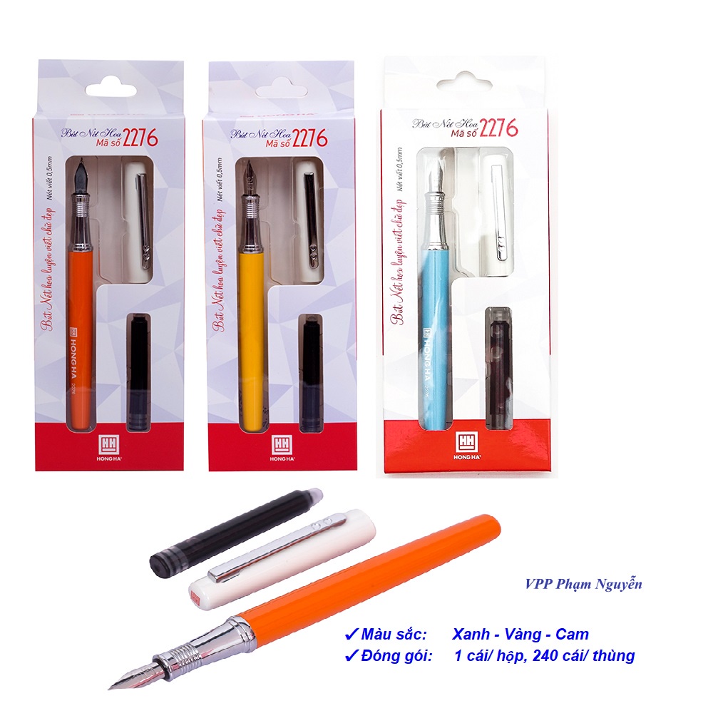 Bút Máy Nét Hoa Tiny 2276 Hồng Hà - Ngòi Viết Thanh Đậm Nhẹ - Bút Luyện Chữ Đẹp