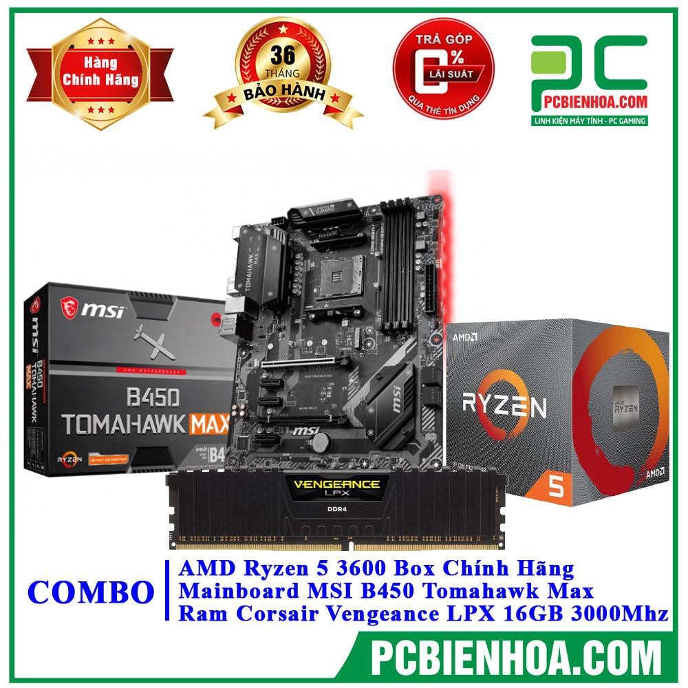 Combo máy tính Ryzen 5 3600 B450 16G chính hãng