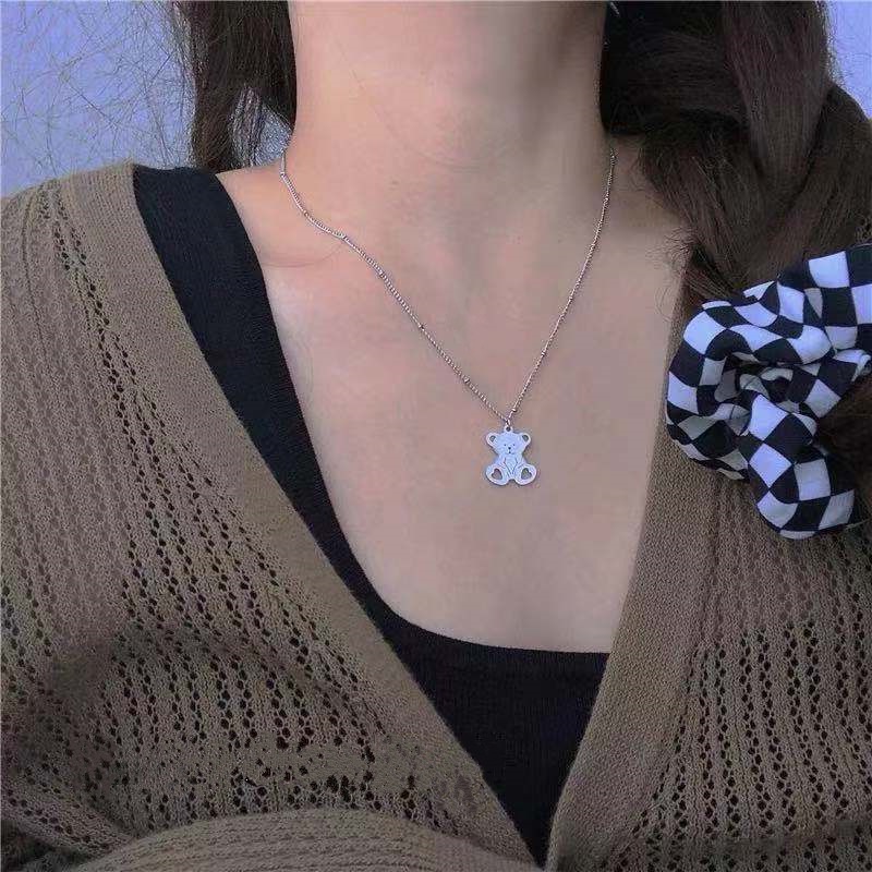 Dây Chuyền Mặt Hình Gấu Dễ Thương Cao Cấp Phong Cách Hàn Quốc