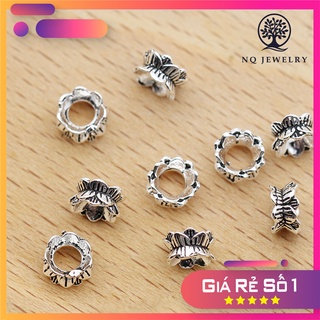 Charm bạc chặn hạt họa tiết hoa sen 2 đầu