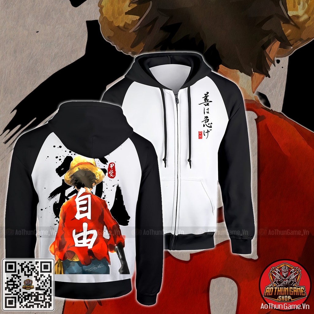 Áo khoác One Piece Luffy Mũ Rơm K13 mẫu mới cực đẹp có size bé cho trẻ em / Áo khoác hoodie 3D Đen Trắng (AoThunGameVn) | BigBuy360 - bigbuy360.vn