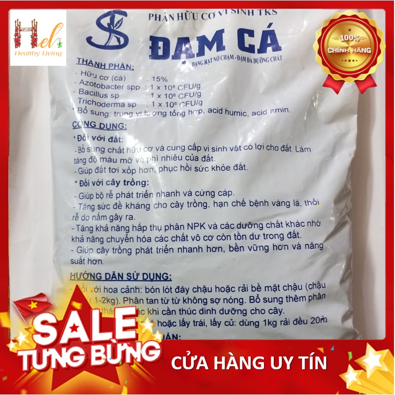 Phân Bón Hữu Cơ Đạm Cá Viên 1Kg - Trồng Hạt Giống Rau Củ Quả, Hoa Hồng, Cây Cảnh Bằng Đất Sạch, Xơ Dừa