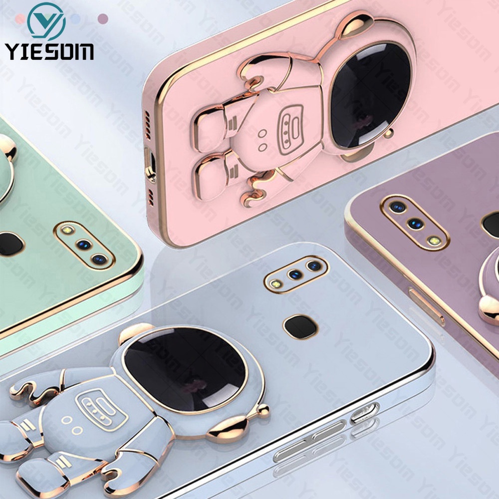 Ốp Điện Thoại Silicon Vuông Mềm Có Giá Đỡ Cho Vivo Y95 Y91 Y93 Y91C Y1S Y71 Y79 Y85 Y66 V9 V7 Plus V5 S1 Pro