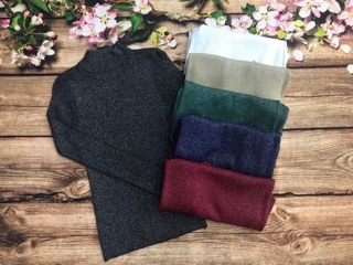 Áo len nhũ cổ tròn, cổ 3 phân