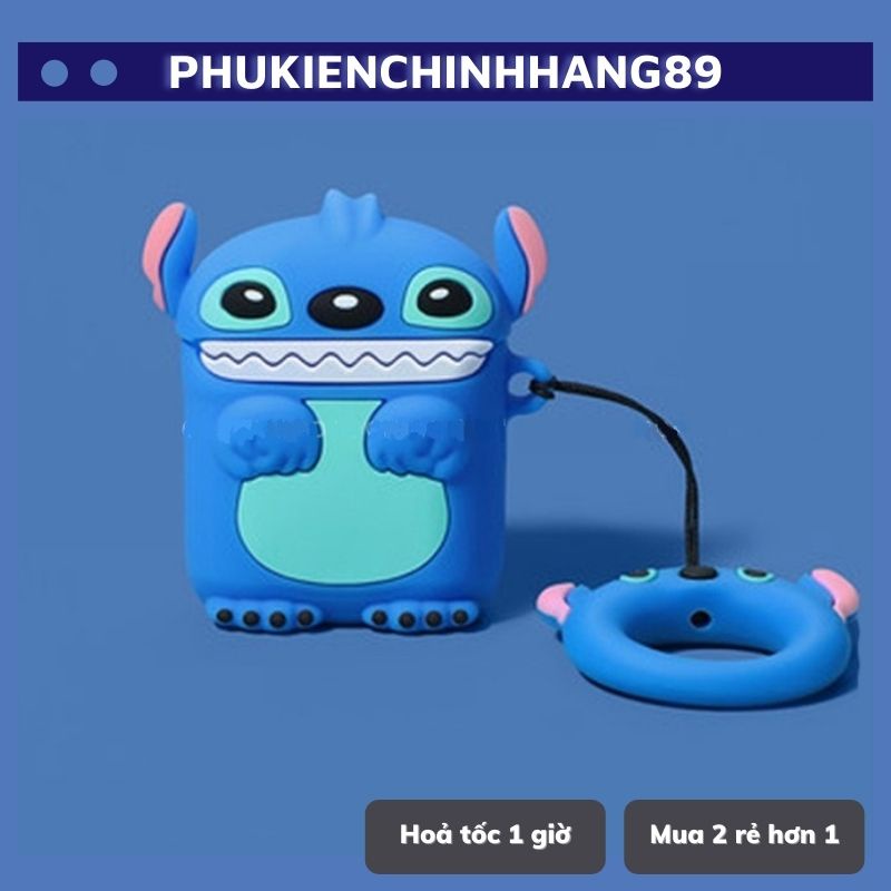 🔥 Case Ap 1/2 & Pro 🔥 Freeship 🔥 VỎ BỌC  STICH XANH - HỒNG - Cho Tai Nghe Không Dây (Bluetooth) - MO