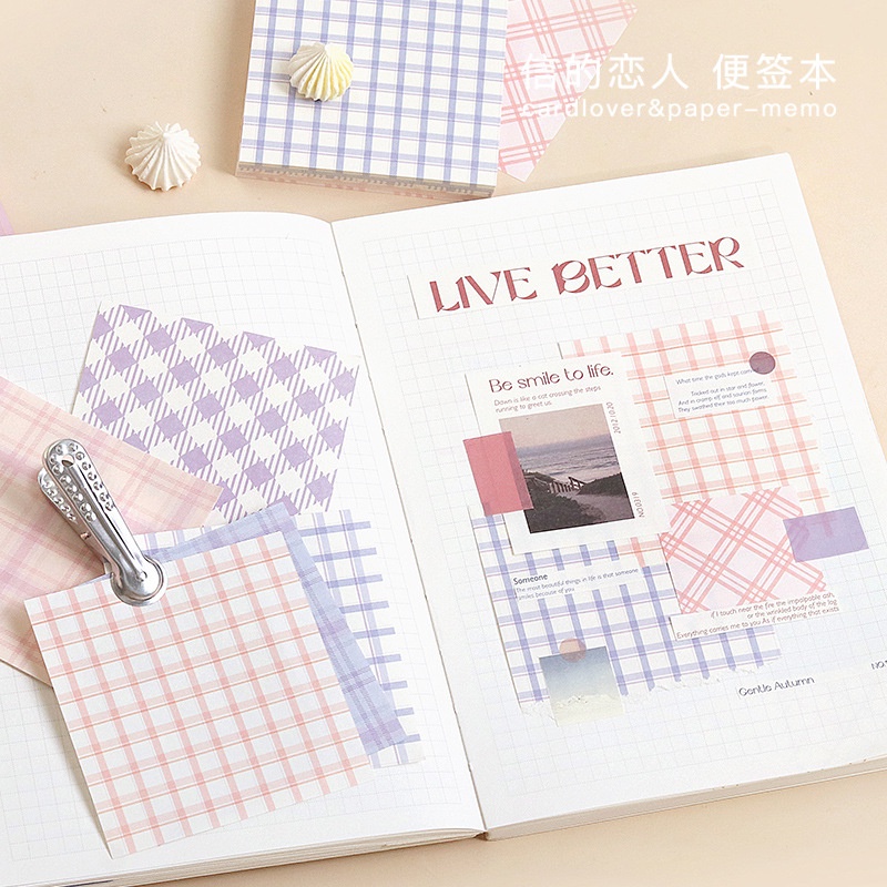 Hàn Quốc INS 80sheets Grid Sticky Notes Memo Label Sticker Dễ thương Note Pad Dấu trang Có thể cắt được Notepad Đồ dùng văn phòng cho trường học