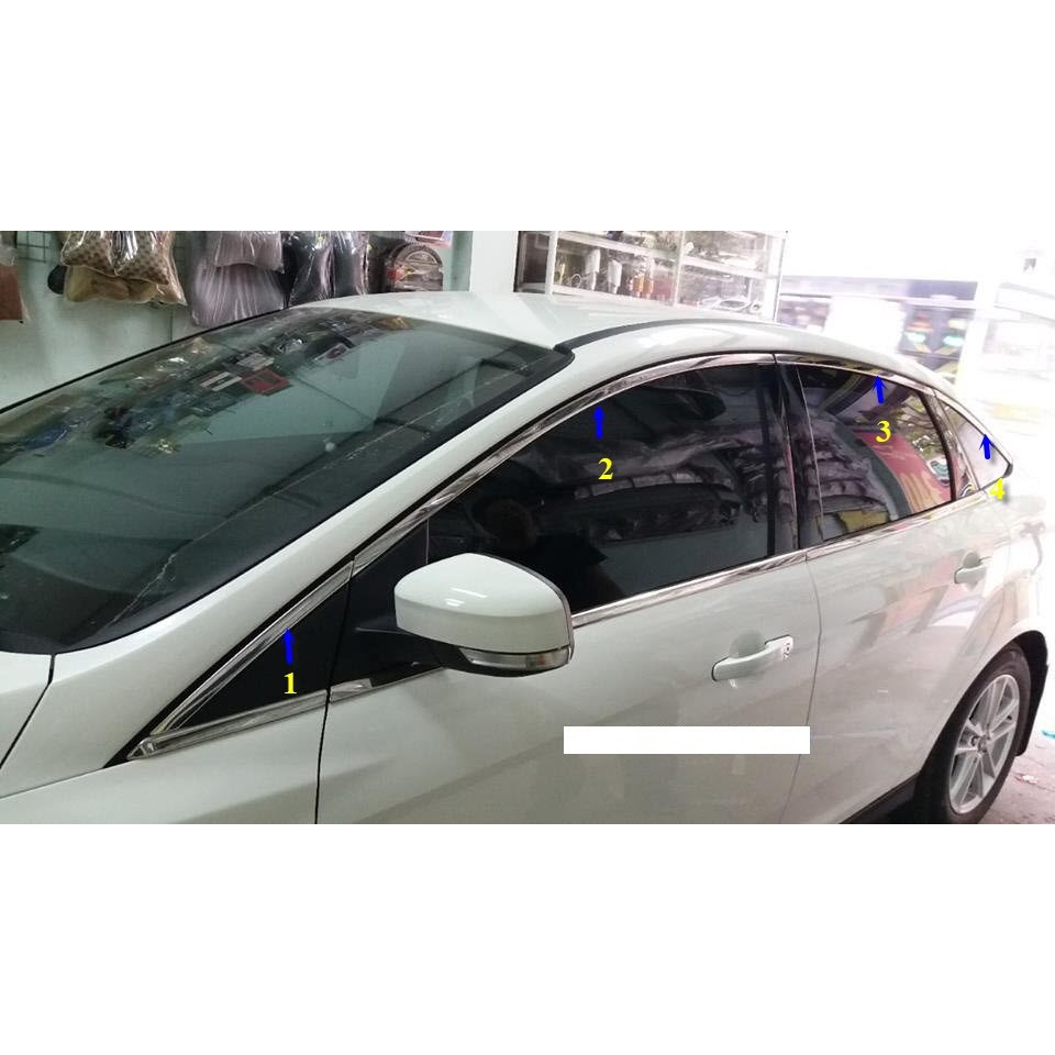 Nẹp viền inox quanh kính Ford Focus hatback 2012-2019