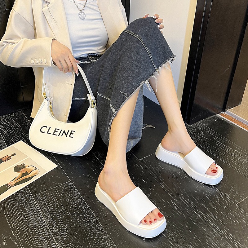 Dép 1 bản quai ngang đế xuồng 3cm mũi vuông thiết kế trẻ trung thời trang mã G8