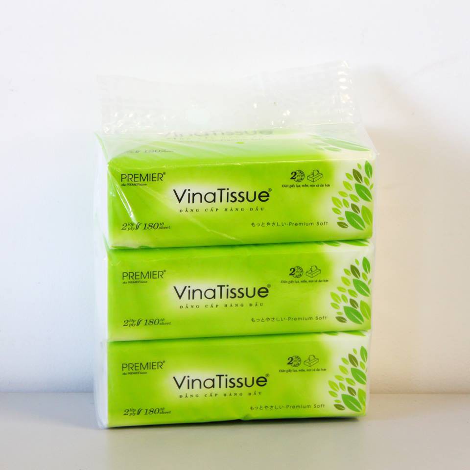 Khăn giấy lụa PREMIER VinaTissue 2 lớp gói 180 tờ