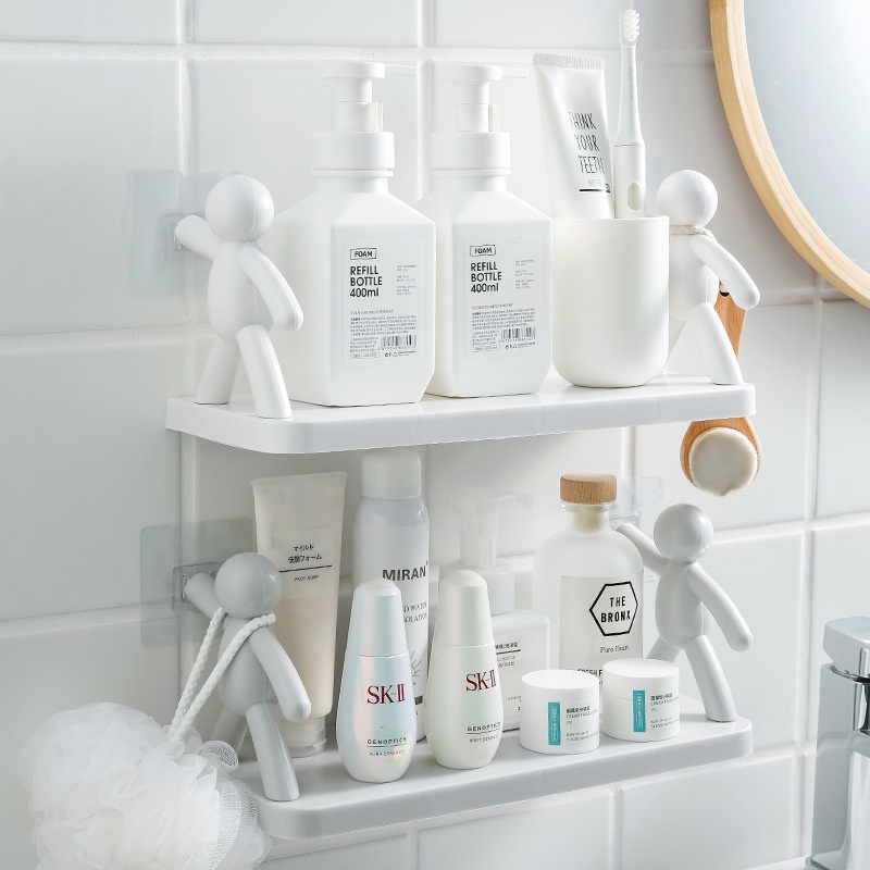 Kệ Hình Nhân Để Đồ Dán Tường, Decor Nhà Tắm Nhà Bếp Chịu Lực