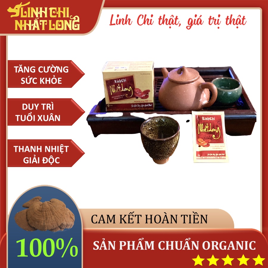 Cao Khô Linh Chi Nhất Long Chính Hãng, Thượng Hạng Còn Nguyên Bào Tử Dạng Trà Hòa Tan- Hộp 10 gói Cao khô linh chi