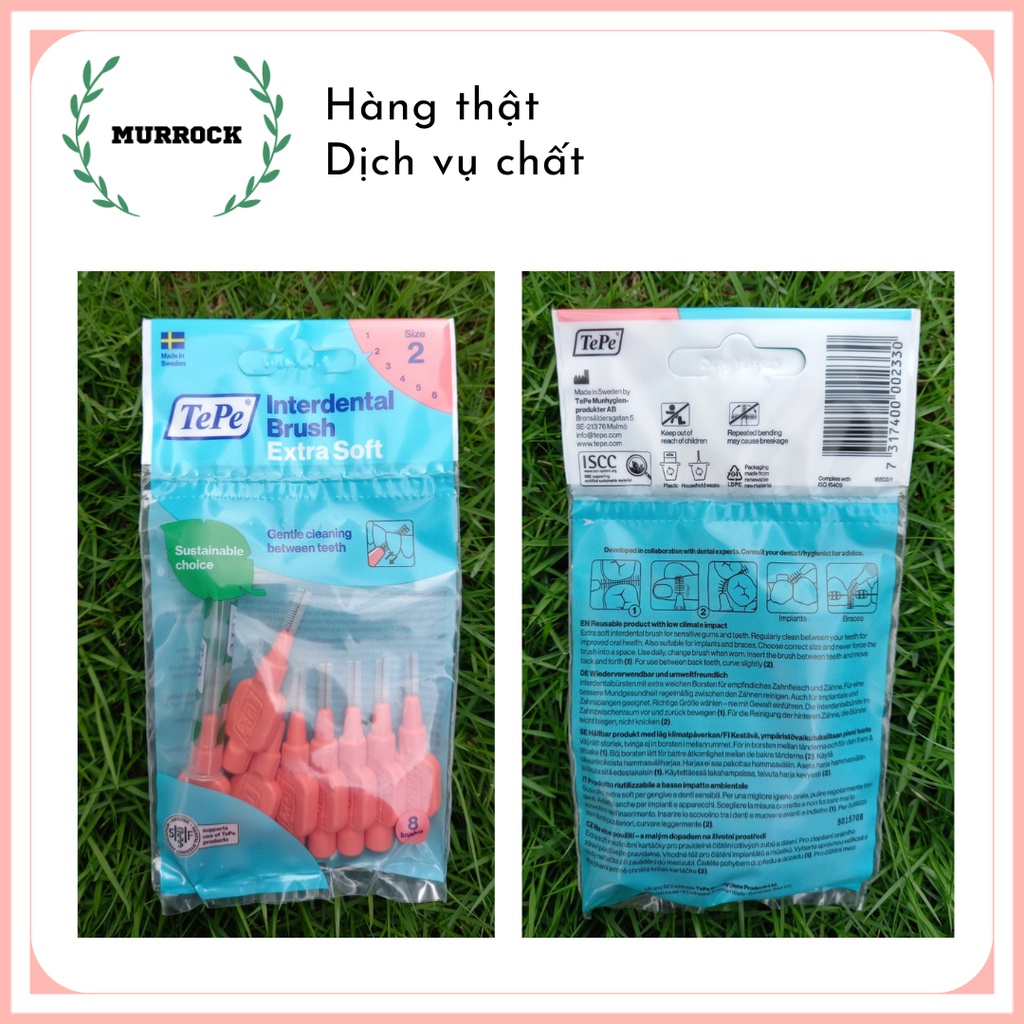 Cây chải kẽ răng  siêu mềm Tepe  Interdental Brush Extra Soft UK Anh Quốc bịch 8 cây