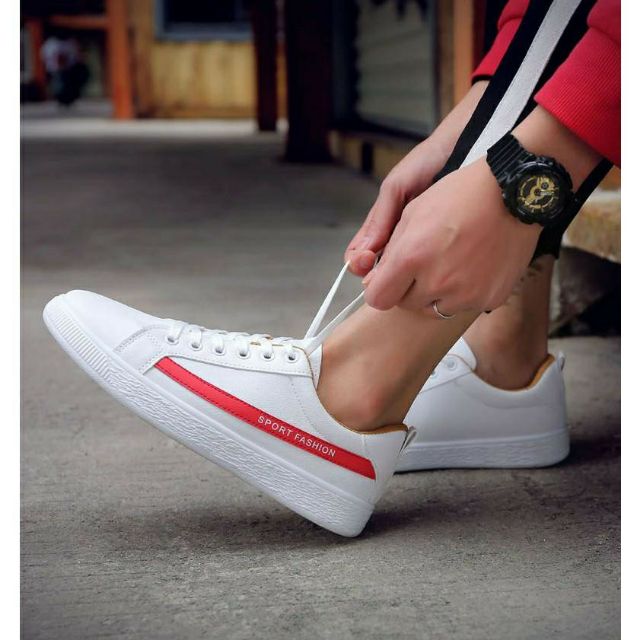 »★« Giày Thể Thao SNEAKER NAM Z4 SPORT FASHION ( TRẮNG KẺ ĐỎ  ) FULL BOX