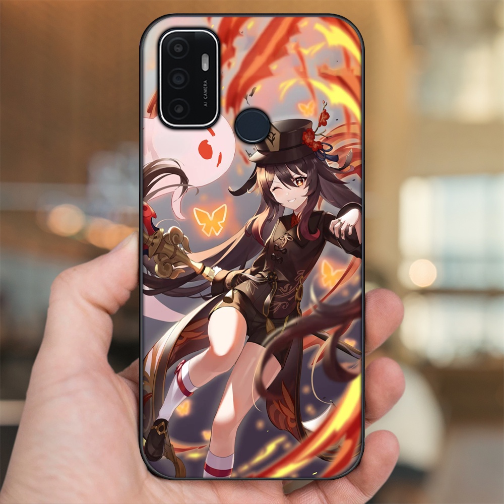 Ốp lưng Oppo A53 viền đen in hình Hutao Genshin Impact