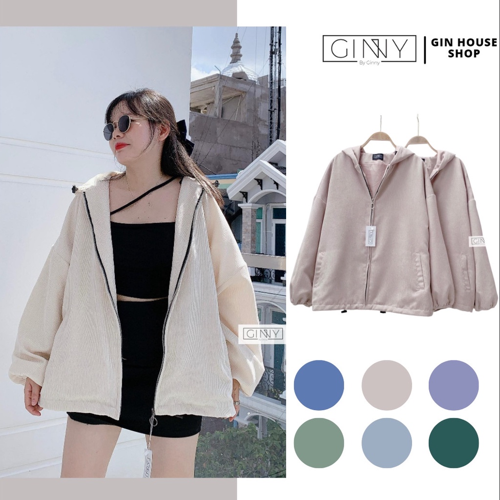 Áo Khoác Nhung Tăm ULZZANG 2 Lớp|Form Rộng Freesize|GinHouse Shop