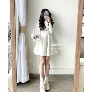 Đầm xoè chất len ( 2 màu trắng ,đen)
