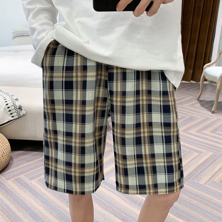 Quần ngắn ống rộng Họa Tiết Sọc Caro Thời Trang Mùa Hè Cho Nam