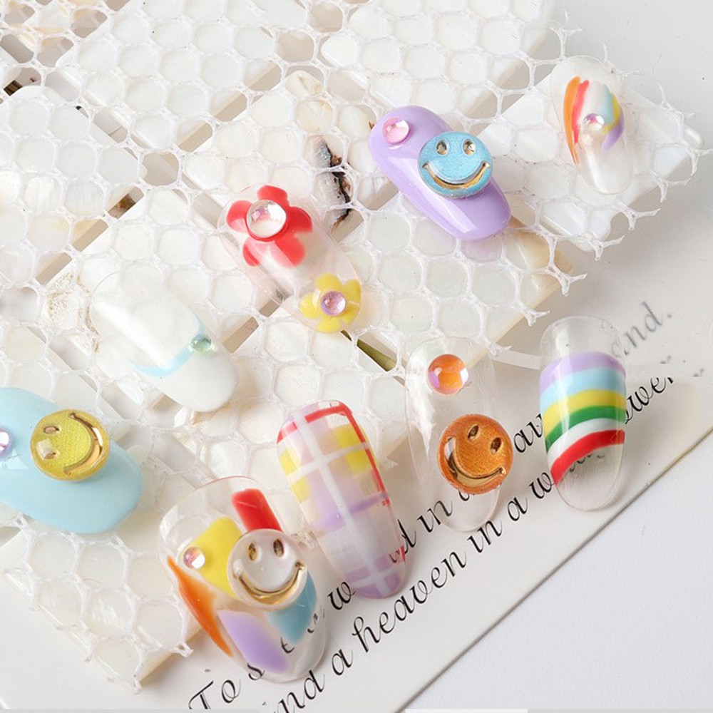 [Hàng mới về] Phụ Kiện Trang Trí Móng Tay Nghệ Thuật Hình Mặt Cười 3D Thiết Kế Đáng Yêu