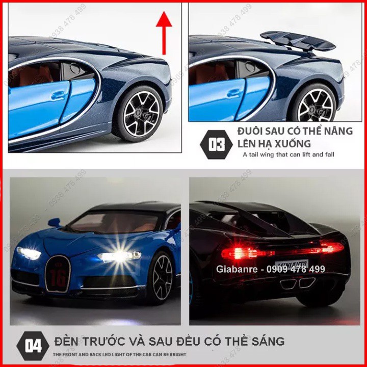 Xe Mô Hình Kim Loại Siêu Xe Bugatti Chiron Tỉ Lệ 1:32 - Miniauto - 9656x