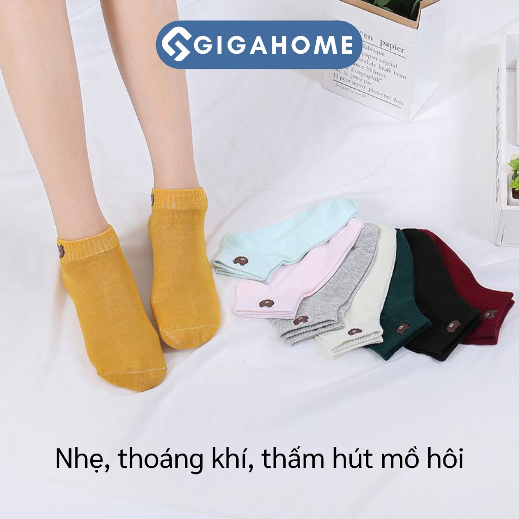 Set 10 Đôi Tất Gấu Cổ Ngắn GIGAHOME Dễ Thương, Nhiều Màu 8144